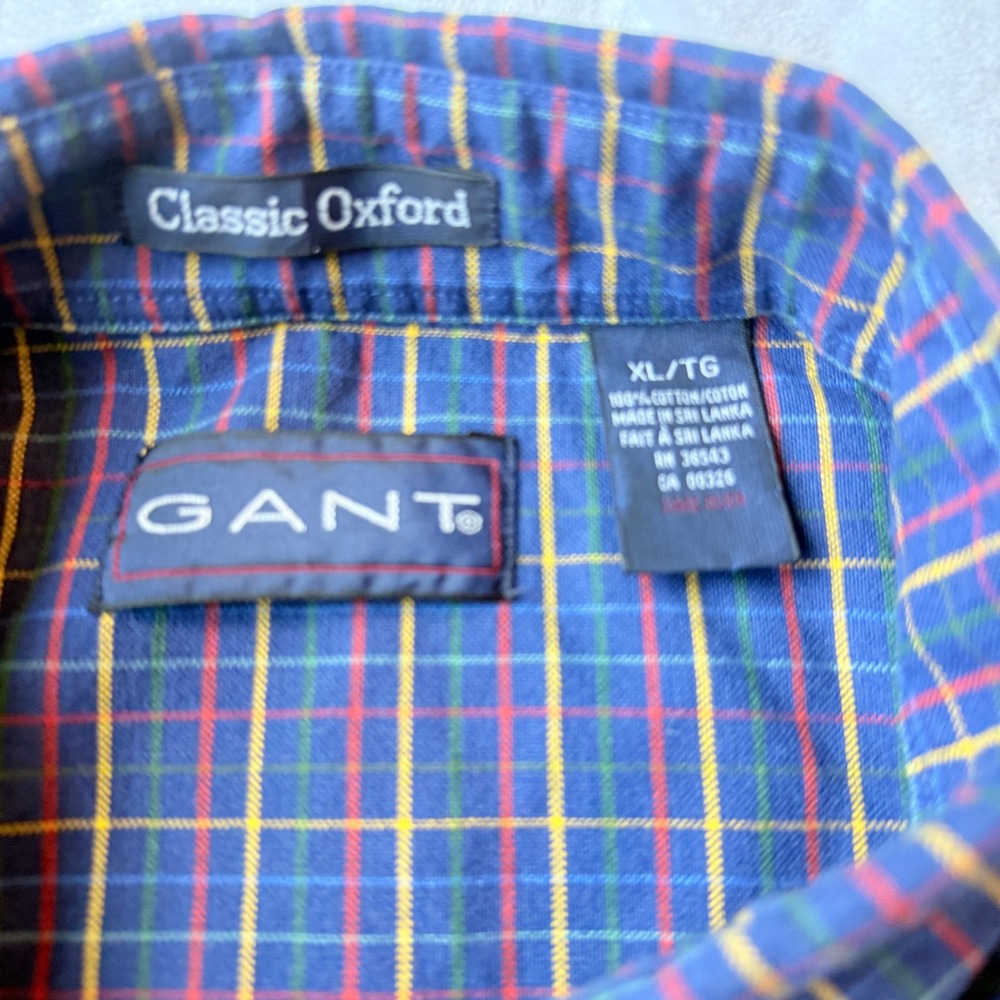 GANT Classic Oxford Men's XL Blue Plaid 100% Cotton Button Down Shirt Preppy - Picture 7 of 11